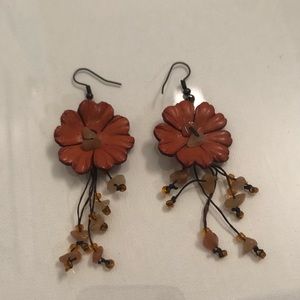 Orange Flower Earrings